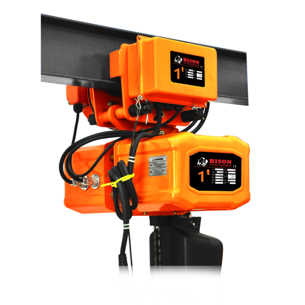 Bison Lifting Equipment 1 Ton Single Phase Hoist with Motorized Trolley, 115/230v HH-B010-T